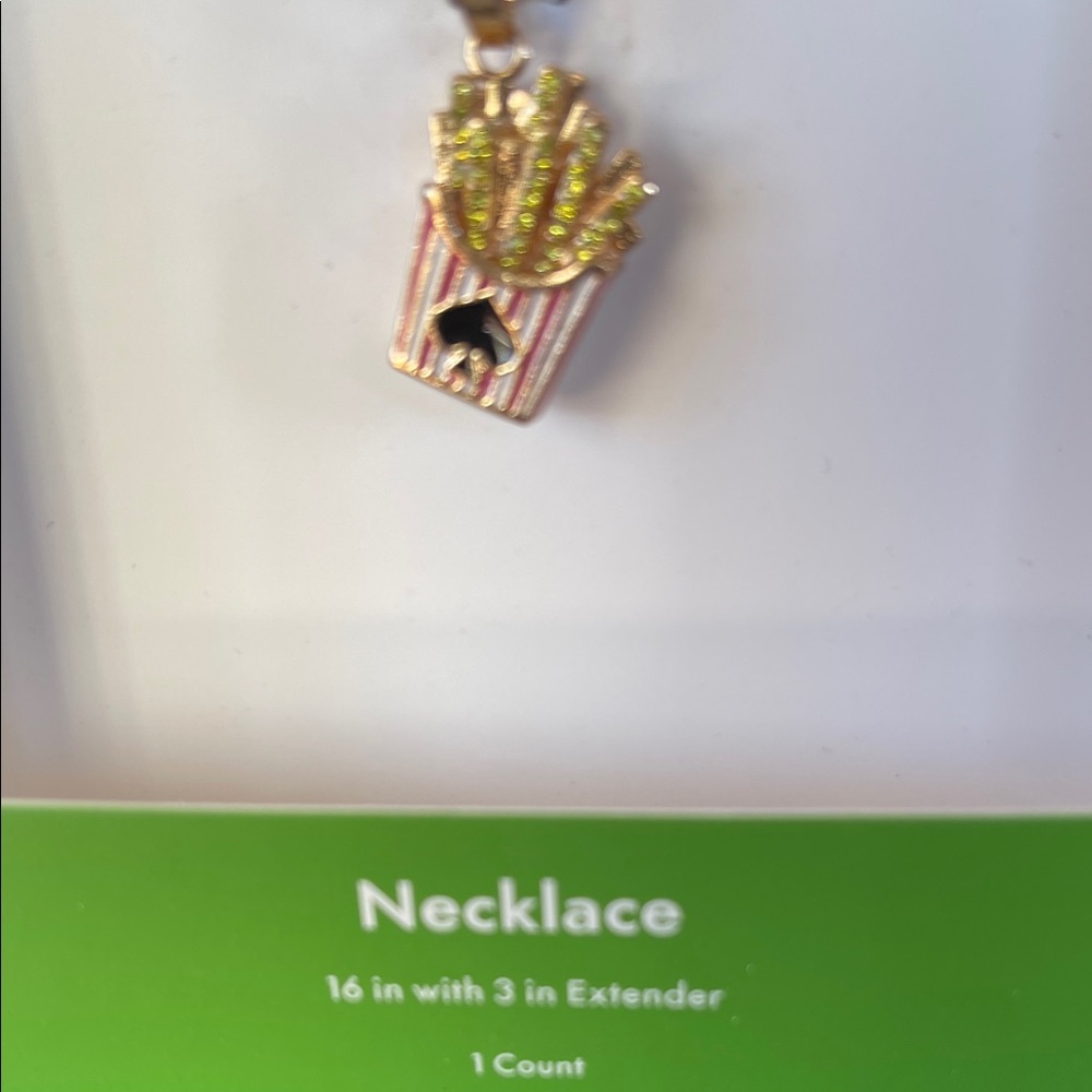 Kate Spade Gold and Pink French Fry Necklace 16" plus 3" extender - Picture 2 of 3